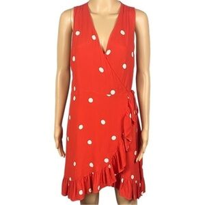 RAILS “Madison” ruffle wrap mini dress in “Scarlet Dots”. Size Large. EUC